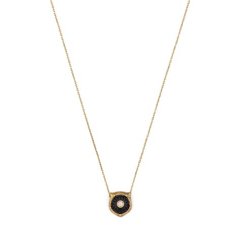 Gucci Onyx & Diamond Feline Pendant Necklace 